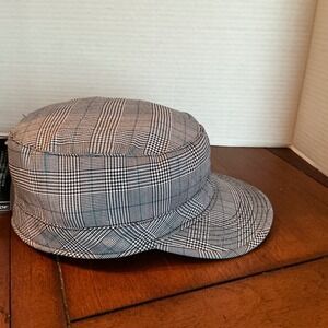 NEW Tribe Stash Newsboy Cap XL Gray Blue Plaid Hat w/ Hidden Pocket Grandpacore